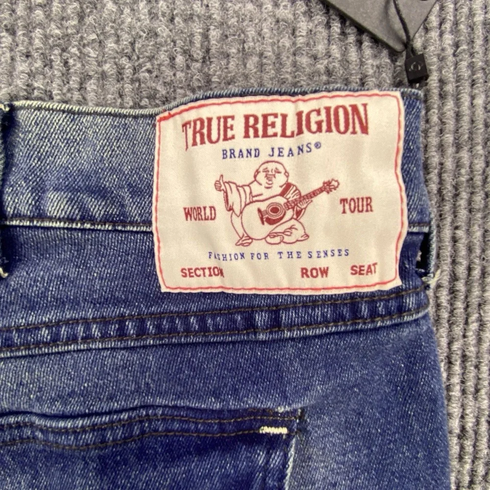 True Religion Geno Slim Flap Jeans Mens 44 Blue Medium Toasted Cinnamon Wash Y2K